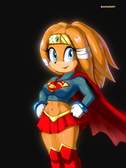 abs anthro bottomwear breasts cape clothed clothing cosplay eyelashes female footwear fur gloves hair handwear looking_at_viewer medium_breasts midriff orange_body simple_background skirt smile solo teeth topwear soranygyart dc_comics sega sonic_adventure sonic_the_hedgehog_(series) supergirl tikal_the_echidna echidna eulipotyphlan mammal monotreme 3:4 crossover digital_media_(artwork) hi_res