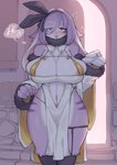 anthro big_breasts blush bodily_fluids breasts clothing curvy_figure female hair heart_symbol huge_breasts looking_at_viewer panties purple_hair side-tie_panties solo standing sweat thick_thighs underwear voluptuous wide_hips rikose lagomorph leporid mammal rabbit hi_res