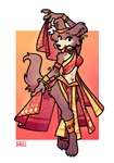 anthro barefoot belly_dancer breasts brown_body brown_fur clothed clothing dancer_veil dancing feet female fur harem_outfit jewelry navel off_shoulder solo translucent translucent_clothing veil bagelcollie beastars netflix juno_(beastars) canid canine canis mammal wolf hi_res