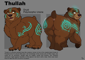 anus bear_tail brown_body brown_fur butt claws druid feet female feral fur genitals glowing glowing_tattoo green_eyes grey_background looking_back lore magic_user multiple_poses open_mouth pawpads paws pose quadruped scut_tail short_tail simple_background smile solo standing tail tattoo teeth text toes tongue tribal_spellcaster vulva white_sclera mcfan thullah_(erebus) bear mammal ursine digital_media_(artwork) english_text hi_res model_sheet
