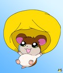 brown_body brown_fur female feral fur green_eyes logo midair parachute parachuting semi-anthro solo white_body white_fur pichu90 hamtaro_(series) penelope_(hamtaro) cricetid hamster mammal rodent artist_logo