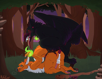 anal anal_penetration animal_genitalia animal_penis anthro anthro_on_anthro anthro_penetrated anthro_penetrating anthro_penetrating_anthro antlers anus ass_up balls black_body black_feathers blep blush bodily_fluids canine_genitalia canine_penis claws countershade_balls countershade_genitalia countershade_neck countershade_torso countershading cum cum_in_ass cum_inside dipstick_tail duo ear_piercing erection feathers from_behind_position fur genital_fluids genitals grass grey_body grey_fur horn humanoid_genitalia humanoid_penis knot knotted_penis long_tongue looking_at_another looking_at_partner looking_back looking_back_at_another looking_back_at_partner magic male male/male male_anthro male_penetrated male_penetrating male_penetrating_male markings nude nude_anthro nude_male orange_body orange_fur pawpads penetration penile penile_penetration penis penis_in_ass perching_position piercing pink_penis plant raised_tail red_penis sex staff tail tail_markings teeth toe_claws tongue tongue_out tree white_body white_fur meldritchhorror sunoth avian bird canid canine corvid corvus_(genus) demon fox mammal oscine passerine raven 2017