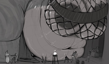 anthro areola areola_slip belly big_belly big_breasts bracelet breasts clothing crush egyptian egyptian_clothing extreme_size_difference female fishnet_clothing fishnet_topwear huge_breasts jewelry macro_anthro macro_female overweight overweight_anthro overweight_female size_difference smaller_human smothering solo temple thick_thighs topwear voluptuous_anthro voluptuous_female doctordj crocodile crocodilian deity human mammal reptile scalie greyscale hi_res monochrome