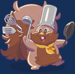 ambiguous_gender brown_body brown_fur buckteeth cooking_pot cookware freckled_face freckles frying_pan fur kerchief kitchen_utensils multicolored_body neckerchief neckwear pose spatula teeth tools toony tuft two_tone_body whisk unknown_artist nintendo pokemon pokemon_pokopia chef_dente generation_8_pokemon greedent mammal pokemon_(species) rodent alpha_channel official_art female_(lore)