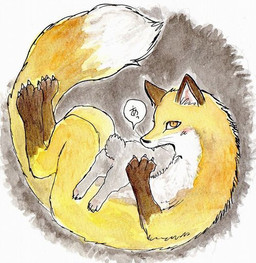 ambiguous_gender blush body_in_mouth claws duo feral fur grey_body grey_fur head_first markings oral_vore orange_body orange_fur predator/prey simple_background size_difference tail tail_markings text vore yellow_eyes kyokyota canid canine fox lagomorph leporid mammal rabbit red_fox true_fox 2013 japanese_text painting_(artwork) traditional_media_(artwork) watercolor_(artwork)