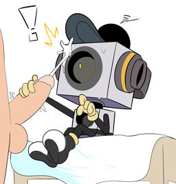1_eye balls baseball_cap bodily_fluids clothing cum cum_on_face cumshot duo ejaculation erection exclamation_point footwear genital_fluids genitals glans gloves handwear hat headgear headwear humanoid_genitalia humanoid_penis larger_male machine male male/male metallic_body not_furry nude orgasm penile penis penis_grab pink_glans robophilia shoes simple_background sitting size_difference smaller_male surprised sweat white_background naughtyfey deltarune undertale_(series) sweet_(deltarune) darkner human humanoid mammal robot robot_humanoid 2022 absurd_res hi_res