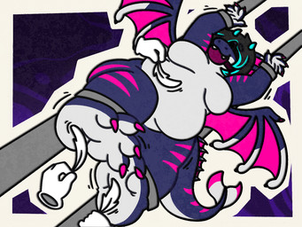 4_toes anthro ball_gag claws disembodied_hand featureless_chest feet gag gagged hair holding_feather loose_feather male multicolored_body multicolored_scales overweight overweight_anthro overweight_male pecs purple_body purple_scales restrained restraints scales solo_focus tail tickle_fetish tickle_torture tickling tickling_belly tickling_feet toe_claws toes white_body white_loose_feather white_scales wings patugh mythology dragon mythological_creature mythological_scalie scalie 4:3 hi_res