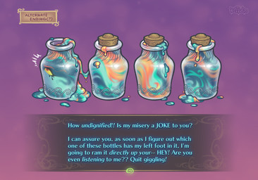 after_transformation bottle container dialogue female green_body hair in_bottle in_container not_furry purple_background red_eyes simple_background solo text yellow_sclera keffotin nintendo the_legend_of_zelda twilight_princess midna goo_creature 2022 digital_media_(artwork) english_text hi_res