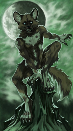 anthro backlighting black_claws brown_body brown_fur claws finger_claws fur light male moonlight night nude solo toe_claws maloroart yecahoo african_wild_dog canid canine mammal absurd_res digital_media_(artwork) digital_painting_(artwork) hi_res lighting painting_(artwork)