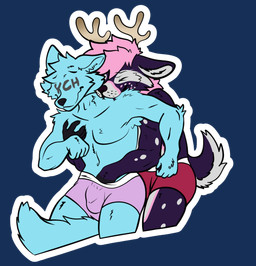 anthro bulge detailed_bulge duo male male/male cheesy_yote folffyike deer mammal alpha_channel hi_res tagme