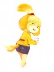 anthro blush bottomwear clothing eyes_closed female looking_back pencil_skirt skirt solo vorpal-duck yakibuta animal_crossing nintendo isabelle_(animal_crossing) canid canine canis domestic_dog mammal shih_tzu toy_dog hi_res