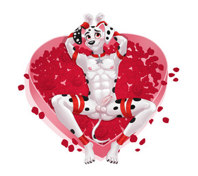 abs aged_up anthro anthrofied areola athletic athletic_male balls blush bodily_fluids bow_ribbon collar collar_only cum cum_on_penis cum_string ejaculation feet fingers flower fur genital_fluids genitals half-erect heart_box heart_symbol holidays humanoid_genitalia humanoid_penis looking_at_viewer lying male navel nipples nude on_back pecs penis petals plant rose_(flower) rose_petals simple_background smile solo spread_legs spreading tail toes dal101strefan 101_dalmatian_street 101_dalmatians disney valentine's_day dylan_(101_dalmatians) canid canine canis dalmatian domestic_dog mammal digital_media_(artwork) hi_res