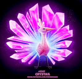 black_eyes crystal crystal_feathers feathered_wings feathers feral glowing glowing_body glowing_feathers humor male pink_body pink_feathers pun smile solo text visual_pun wings piper_thibodeau avian bird galliform hybrid peafowl phasianid digital_media_(artwork) digital_painting_(artwork) painting_(artwork) url