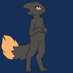 4_toes 5_fingers ambiguous_gender anthro belly_tuft big_ears big_tail biped black_body black_claws black_eyes black_fur black_nose blush cheek_tuft claws digitigrade dipstick_tail ears_back excited eyes_closed facial_tuft featureless_crotch feet fingers fluffy fluffy_chest fluffy_tail fur hands_together hands_together_elbows_apart happy leg_tuft looking_away looking_up markings neck_tuft nude open_mouth orange_body orange_fur orange_sclera orange_tail_tip pivoted_ears simple_background snout solo standing tail tail_markings tail_motion tailwag text toe_claws toes transparent_background tuft yellow_blush colfy casualties:_unknown gunsaw canid canine expie_(gunsawian) fox gunsawian hybrid mammal murid murine rat rodent 1:1 alpha_channel animated artist_name loop low_res watermark