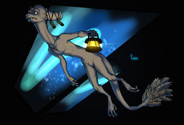 4_toes abstract_background ambiguous_gender anthro biped fangs feathers feet floating fluffy fluffy_tail fur grey_body grey_fur jewelry lamp lantern long_neck long_tail long_toes nude sabertooth_(anatomy) solo tail tail_feathers teeth toes scruffythedeer mythology stonebreaker toris toris_(stonebreaker) demon dragon furred_dragon furred_scalie mythological_creature mythological_scalie scalie