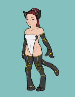 black_body black_ears black_tail brown_hair clothed clothing cybernetic_arm cybernetic_leg cybernetic_limb cybernetics disability female hair machine ponytail prosthetic prosthetic_arm prosthetic_leg prosthetic_limb skimpy solo tail yellow_body yellow_ears yellow_tail ivory-raven cyberkitten_(ivory-raven) animal_humanoid cyborg human humanoid mammal hi_res