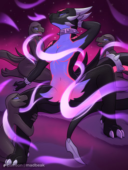 ambiguous_gender anthro biped breasts countershade_torso countershading female front_view group horn kneeling looking_at_viewer navel nude nude_ambiguous nude_anthro nude_female scales sitting smile spread_legs spreading tail tongue madbeak activision nintendo pokemon spyro_the_dragon cynder generation_7_pokemon hybrid hybrid_pokemon pokemon_(species) salandit salazzle 2026 3:4 digital_drawing_(artwork) digital_media_(artwork) hi_res
