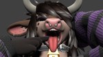 alternative_fashion anthro bodily_fluids drooling emo female ghostly milky moo mouth mouth_shot open_mouth piercing playing saliva size_difference slightly_chubby solo teeth throat tongue wet nikchan coco bovid bovine cattle highland_cattle mammal digital_media_(artwork) hi_res