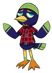 anthro barefoot beak beanie blue_body clothing eyebrows feet hat headgear headwear looking_at_viewer male multicolored_body no_pupils raised_arms simple_background smile solo tail white_background angelicmissmarie animal_crossing nintendo jacques_(animal_crossing) avian bird 2020 digital_drawing_(artwork) digital_media_(artwork) full-length_portrait portrait