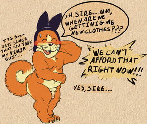 anthro blush clothing dialogue eyes_closed flaccid forced forced_exposure foreskin genitals hat headgear headwear male nude penis simple_background solo text thewizardlizard dragon_ball shu_(dragon_ball) canid canine canis domestic_dog mammal 2025 english_text hi_res