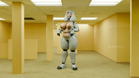 anthro big_breasts breasts female liminal_spaces machine slightly_chubby solo standing thick_thighs turroncat the_backrooms the_walten_files sha_(twf) animatronic bovid caprine mammal robot sheep 16:9 blender_(artwork) digital_media_(artwork) widescreen