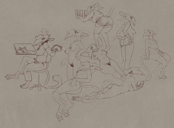 angry areola beak book bottomwear breast_squish breasts claws clothed clothing crouching denim denim_bottomwear denim_clothing drawing_tablet dress female garter_straps hand_on_butt holding_book holding_object holding_purse jeans looking_at_viewer looking_back lying miniskirt nipples nude office_clothing on_back on_front on_side pants pawpads paws pencil_skirt pubes reading rear_view side_boob sitting skirt solo squish standing tail flowerdino mythology avian bird bucerotiform gryphon hornbill mythological_avian mythological_creature digital_drawing_(artwork) digital_media_(artwork) greyscale hi_res monochrome sketch_page