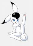 anthro anus blue_eyes breasts female fur genitals long_ears neck_tuft nipples nude paws pussy solo spread_legs spreading tuft white_body white_fur aurawing osamu_tezuka the_amazing_3 captain_bokko lagomorph leporid mammal rabbit hi_res