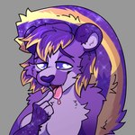 anthro aroused female purple_body solo sticker fedumedu_(artist) mammal mephitid skunk 1:1 headshot_portrait portrait