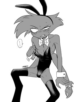 anthro bulge bunny_costume clothing costume ellipsis fake_ears fake_rabbit_ears male multi_eye enaic31 hazbin_hotel hellaverse arackniss_(hazbin_hotel) arachnid arthropod demon spider absurd_res hi_res