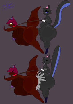 anthro areola balls big_balls big_breasts big_butt big_penis bodily_fluids breasts butt cum cum_inflation cum_inside duo ejaculation erection female fur genital_fluids genitals hair huge_breasts huge_penis hyper hyper_genitalia hyper_penis inflation male male/female nipples nude orgasm penetration penis red_hair sex simple_background size_difference tail thick_thighs wide_hips chronicmeowmeow britney_(chronicmeowmeow) maxy_(chronicmeowmeow) felid feline mammal absurd_res digital_media_(artwork) hi_res