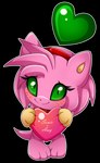 3_toes accessory biped blush eyelashes feet female green_sclera hair headband heart_symbol looking_at_viewer paws pink_body pink_hair smile solo text toes extra-fenix sega sonic_the_hedgehog_(series) amy_chao chao_(sonic) character_chao humanoid 2015 alpha_channel digital_media_(artwork) english_text