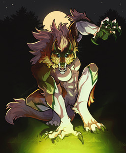 anthro arm_tuft big_fangs black_sclera blue_eyes breasts cheek_tuft claws crouching ear_piercing ear_ring facial_piercing facial_tuft fangs featureless_breasts female finger_claws front_view fur genitals grass green_body green_claws green_fur leg_tuft mane moon muscular muscular_anthro muscular_female night nose_piercing nose_ring nude open_mouth outside piercing plant ring_piercing septum_piercing septum_ring shoulder_tuft solo star teeth toe_claws tree tuft unsigned vulva white_body white_fur white_mane kardinaluz mythology canid canine mammal mythological_canine mythological_creature werecanid werecanine werecreature werewolf full-length_portrait hi_res portrait