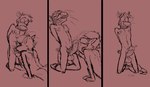anthro anthro_on_anthro arm_support arm_tuft arms_tied athletic athletic_anthro athletic_male ball_tuft balls biped bite biting_lip biting_own_lip blue_balls bodily_fluids bound butt clenched_teeth collarbone cum cum_on_ground cumshot duo edging ejaculation erection eyes_closed fangs fellatio forward_arm_support genital_fluids genitals hairless_tail hands_behind_back hands_tied head_tuft humanoid_heel kneeling lines_drawn looking_down looking_down_at_another looking_down_at_penis looking_down_at_self male male/male navel nervous nervous_sweat nipples nude open_mouth oral orgasm_denial pecs penile penis pink_background plantigrade rear_view ribs scapula scrunchy_face self_bite sex sharp_teeth shoulder_tuft simple_background sketchy spine surprise surprised_expression surprised_face surprised_look sweat teeth throbbing throbbing_balls throbbing_penis tongue tongue_out tuft vein veiny_penis whiskers wide_eyed domidark dillon_(domidark) domi_(domidark) american_opossum canid canine canis mammal marsupial virginia_opossum wolf 2023 comic digital_drawing_(artwork) digital_media_(artwork) hi_res sketch