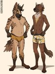 anthro briefs bulge clothed clothing duo eyes_closed male simple_background skinny slightly_chubby slightly_chubby_anthro slightly_chubby_male standing tail underwear underwear_only underwear_swap borkthunder gulonine hyena mammal marten mustelid musteline pine_marten 2023 hi_res nonbinary_(lore)