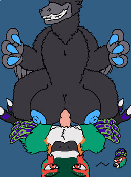 areola arm_feathers big_teats black_body black_feathers black_feet blue_areola blue_background blue_claws blue_nipples breathing claws crotch_breasts duo erection feathers feet female female_feral feral feral_on_feral genitals green_body green_feathers grey_hands imminent_sex lying male male/female nipples non-mammal_teats on_back orange_body orange_feathers penis pink_penis purple_body purple_feathers red_eyes simple_background standing standing_over teats throbbing throbbing_penis white_claws therealmessyroomguy1 lumina_(therealmessyroomguy1) dinosaur dromaeosaurid feathered_dinosaur feathered_scalie prehistoric_species reptile saurischian scalie theropod animated digital_media_(artwork) pixel_(artwork) pixel_animation