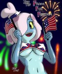 american_flag belly breasts clothed clothing female fireworks glistening glistening_body glistening_skin holidays looking_at_viewer navel nipple_outline one_eye_obstructed smile solo under_boob united_states_of_america jumpjump 4th_of_july amphibia_(series) disney maddie_flour amphibian amphibian_humanoid animal_humanoid humanoid hi_res