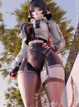 alternate_species anthro anthrofied black_bra black_clothing black_hair black_underwear blue_eyes bottomwear bra breasts clothing collar female furrification gloves hair handwear jacket legwear looking_at_viewer shorts solo stockings topwear underwear white_body realtafffy flapcats_(modeler) mayosplash_(modeler) mihoyo zenless_zone_zero jane_doe_(zenless_zone_zero) animal_humanoid humanoid mammal murid murine rat rodent thiren 3d_(artwork) absurd_res blender_(artwork) blender_cycles_(artwork) digital_media_(artwork) hi_res huge_filesize