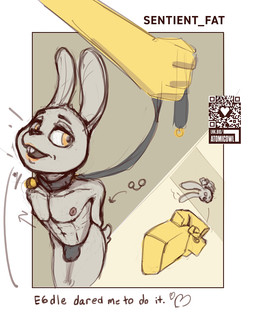 anthro bell bulge butter collar dairy_products duo e6dle femboy food leash male male/male nipples sentient_butter sentient_fat walking atomicowl lagomorph leporid mammal rabbit 4:5 hi_res meme