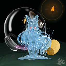 big_breasts blue_body blush bottle breast_squish breasts container featureless_crotch female hair implied_transformation interrobang long_hair nude open_mouth shocked solo spiral spiral_eyes squish torch translucent translucent_body ramg animal_humanoid canid canid_humanoid goo_creature goo_humanoid humanoid mammal mammal_humanoid 1:1 2020 absurd_res hi_res