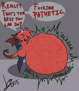 ambiguous_gender anthro belly big_belly bone bulge death dialogue fatal fatal_vore group huge_belly mass_vore multiple_prey sound_effects vore ragsy zegg demon humanoid hi_res