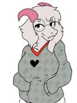 anthro big_breasts black_clothing breasts chest_tuft clothing crossgender eyewear fangs female fur glasses green_clothing hair horn long_hair looking_at_viewer mtf_crossgender pink_horn red_clothing smile solo teeth tuft white_body white_fur white_hair ralseibutbigger deltarune undertale_(series) ralsei bovid caprine goat mammal 3:4