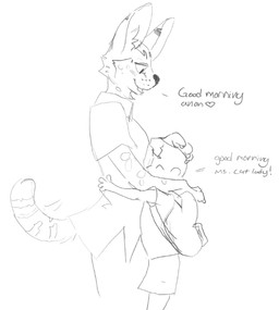 anthro backpack bottomwear breasts clothed clothing dialogue digitigrade duo female fur heart_symbol male male/female simple_background skirt smile tail text wetchop ms._serval_(wetchop) felid feline human mammal serval digital_media_(artwork) monochrome