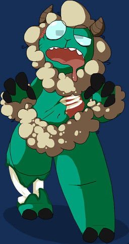 anthro bodily_fluids bone brain drooling open_mouth organs rib_cage saliva simple_background solo transparent_background timigi musicsheep bovid caprine domestic_sheep mammal sheep undead zombie alpha_channel