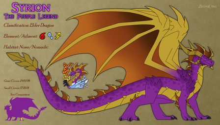 3_toes 4_horns all_fours back_spikes dorsal_frill feet feral frill_(anatomy) horn male multi_horn purple_body purple_eyes simple_background solo spikes spikes_(anatomy) tail text toes wings yellow_wings zilonking activision capcom monster_hunter mythology spyro_the_dragon spyro dragon mythological_creature mythological_scalie scalie 2026 7:4 absurd_res digital_media_(artwork) english_text hi_res model_sheet signature