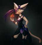 :3 anthro bracelet clothed clothing female fur hair hand_on_hip jewelry legwear looking_at_viewer magic magic_user pink_hair solo stockings white_body white_fur yellow_eyes naircat domestic_cat felid feline felis mammal absurd_res digital_media_(artwork) hi_res signature