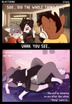 anthro blush duo female male male/female nude text tomboy blastering mat_(blastering) raven_(blastering) canid mammal absurd_res comic english_text hi_res