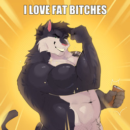 anthro arm_tattoo barazoku belly_tuft beverage_can biceps big_muscles black_body black_fur black_hair can container crushing_object eyebrow_piercing facial_piercing flexing flexing_bicep fur fur_tuft green_eyes hair holding_can holding_container holding_object huge_muscles kotarocat_(contributor) looking_at_viewer male musclegut muscular muscular_anthro muscular_male navel piercing profanity side_view simple_background smile smiling_at_viewer smirk smirking_at_viewer solo tail tattoo text tuft ivanzulyevich kotarocat domestic_cat felid feline felis mammal absurd_res digital_media_(artwork) half-length_portrait hi_res meme portrait