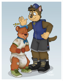 anthro bodily_fluids diaper feces genital_fluids headpat male pooping proud size_difference soiled_diaper soiling soiling_diaper solo unclean_diaper urine used_diaper using_diaper wet wet_diaper wetting wetting_diaper possumkiddo paw_patrol chase_(paw_patrol) bear canid canine canis domestic_dog german_shepherd herding_dog mammal pastoral_dog 2023 hi_res