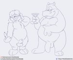 animal_genitalia anthro balls duo genitals male male/male overweight penis sheath wolfblade animaniacs warner_brothers flavio runt canid canine canis common_hippopotamus domestic_dog hippopotamid mammal monochrome