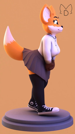 anthro bottomwear butt clothed clothing female footwear fur leg_warmers legwear long_sleeve_shirt no_underwear raised_bottomwear raised_clothing raised_skirt raised_tail shoes simple_background skirt smile sneakers solo tail dangermons lucy_(sniffsnorf) canid canine fox humanoid mammal 3d_(artwork) 9:16 animated digital_media_(artwork) hi_res no_sound short_playtime turntable_(animation) video